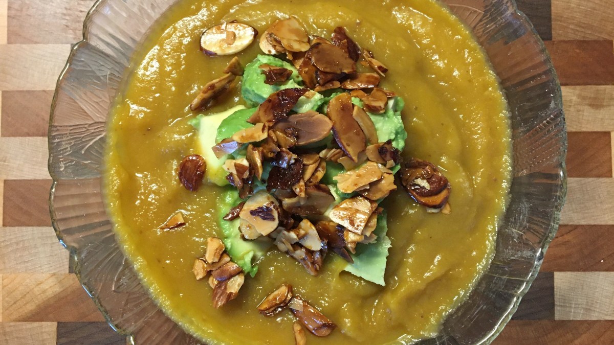 Squash soup- dairy free, loaded with veggies and cherry&nbsp;juice